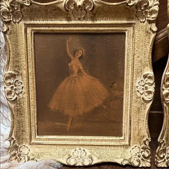 2 FRAMED VINTAGE SOPHIE BALLERINA PRINTS/LITHOGRAPHS- 1920 OR 1930'S- TMCO - Picture 2 of 5